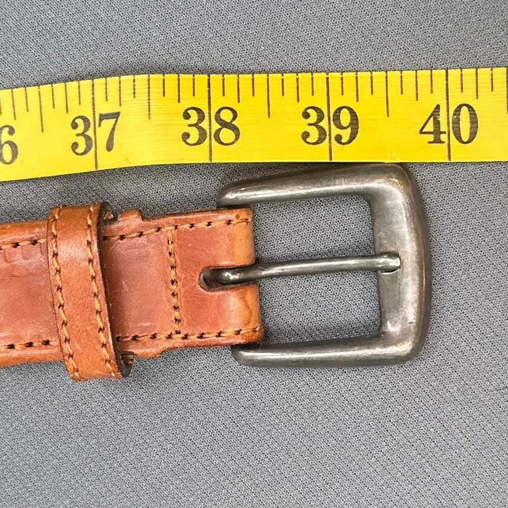 Billy Belt’s Calif Leather Belt 34 Brown Braided Woven Brass Buckle Vintage Boho